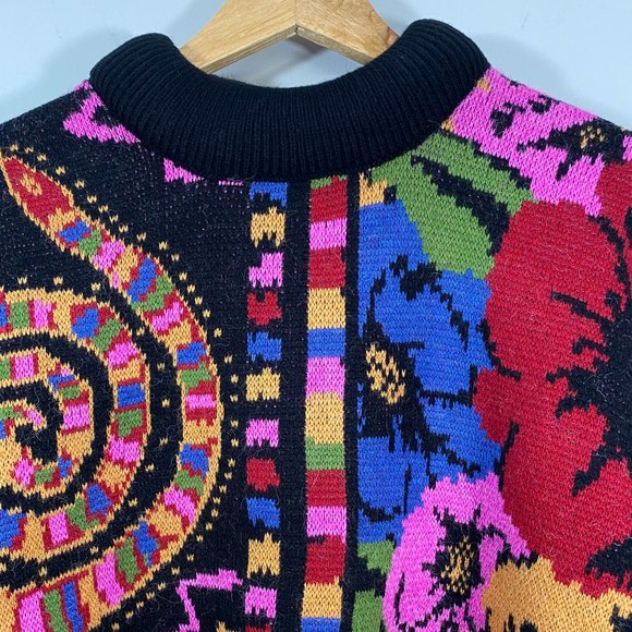 NWT! FARM RIO Mixed Scarves Black Sweater M - Picture 5 of 16